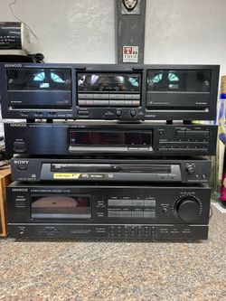 Kenwood Stereo system, cabinet , speakers