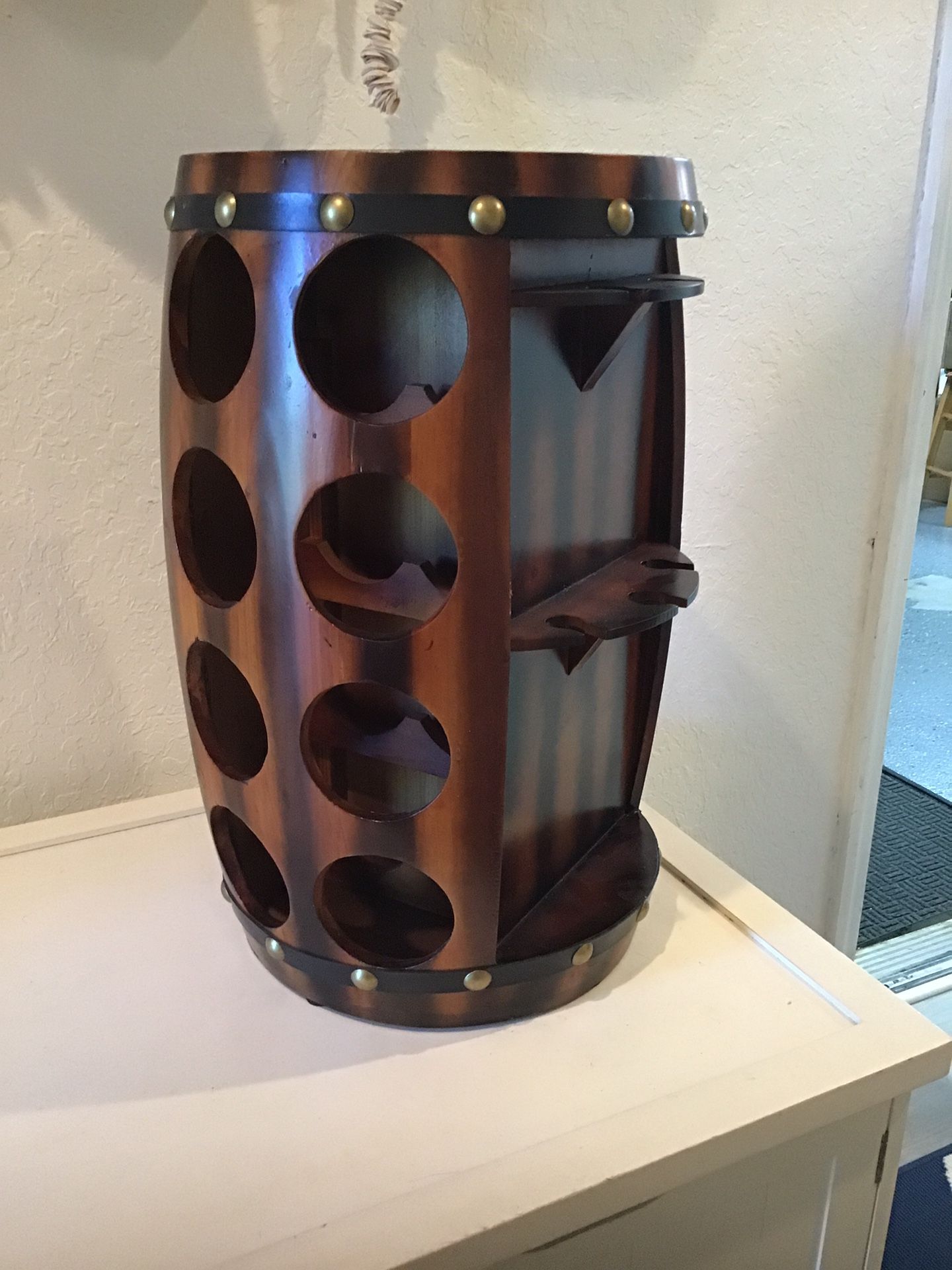 Barrel Wine Rack And Glass Holder