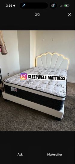 New Queen bed frame with mattress
