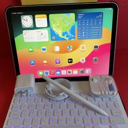 256gb Apple IPad 10th Generation (10.9” Liquid Retina / 2022 model) with pen, keyboard, case & Accessories (warranty 2026) 