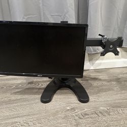 Computer Double Monitor Stand And Monitor
