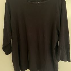 Croft & Barrow brand black scoop neck top with 3/4 sleeves - 2X