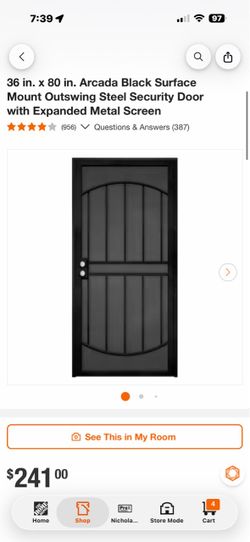 Metal Security screen door (black)