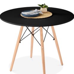 New Best Choice Products 35.5in Round Dining Table, Compact Mid-Century Modern Table for 2-4, Home, Kitchen, Apartment w/Beech Wood Legs, Metal Frame 