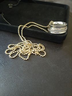 Gorgeous Sterling silver and gold necklace with Sterling silver and gold ring