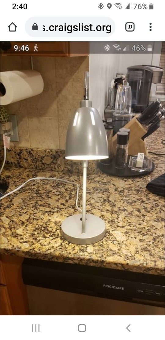 Intertek Brushed Steel Desk/Table Lamp W/Swivel Head