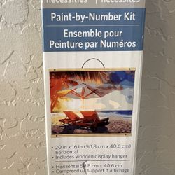 BRAND NEW- Artist's Loft Paint By Number Kit Canvas 20x16 Beach Chairs Umbrella