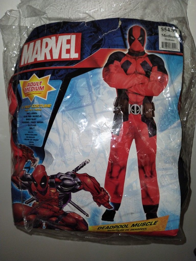 Marvel Deadpool Halloween Cosplay Muscle Costume Adult Medium EUC