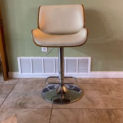 3 Bar Stools. Base To Seat Lowest 27”/ Highest 36”. Base To Back Highest Point 45”. Seat Width 20”.