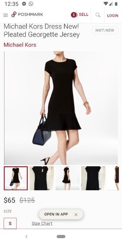 PLEATED GEORGETTE JERSEY MICHAEL KORS BLACK DRES SIZE M