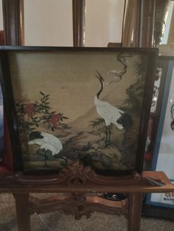 Asian Crane Painted Tray
