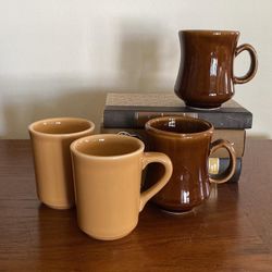1 TAN Set of Homer Vintage Laughlin Restaurant Style Coffee Mugs