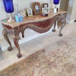 Console Table Carved Wood