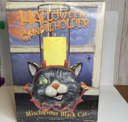 Halloween Black Cat Candleholder Mischievous Black Cat Center Piece
