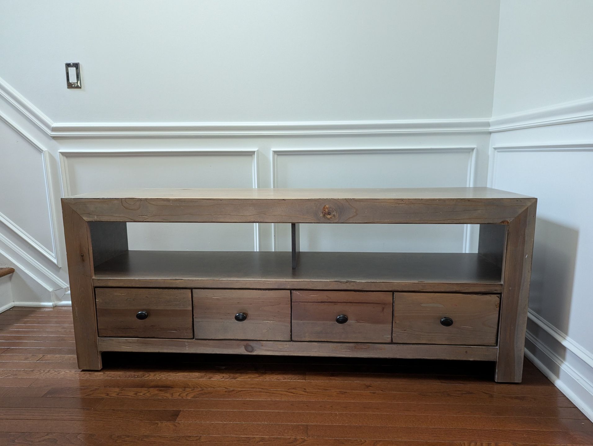 Rustic Wood Media Console / TV Stand with 4 Drawers