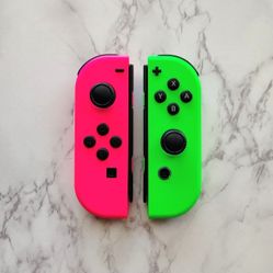 Nintendo Switch Joy Cons Neon Pink And Neon Green Watermelon Colors OFFICIAL TESTED LIKE NEW 
