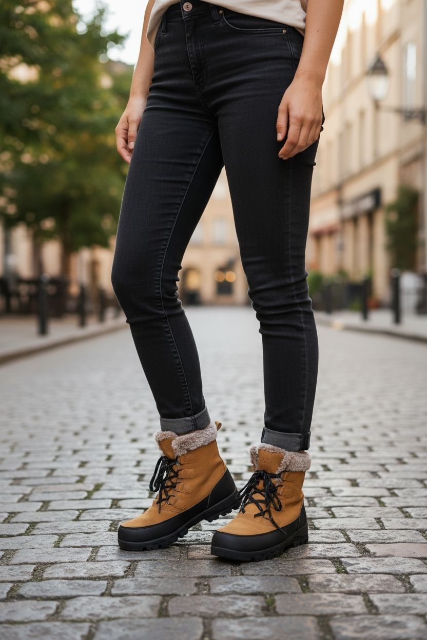 COZY WOMAN'S  Tan And Black Winter Boots 