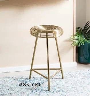 Gold Art Deco ModeRn Wire Mesh 24" Seat Accent Stool Counter Height