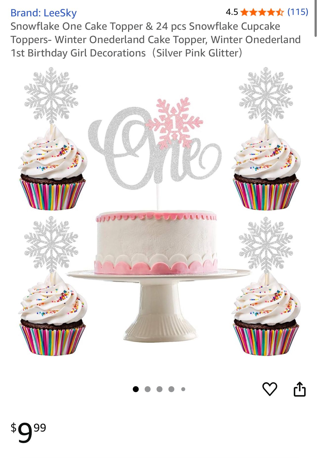 Snowflake 1st Birthday Cake Topper new