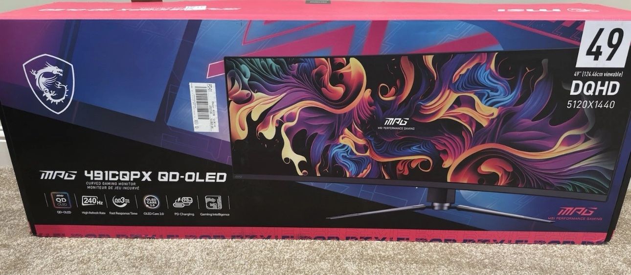 MSI MPG 491CQPX QD-OLED 49" DQHD Curved Gaming Monitor, 240Hz/0.03ms G-Sync