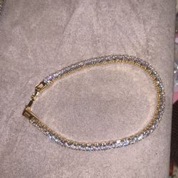 NEW: Cubic Zirconia & 18k Gold-Plated Tennis Bracelet 