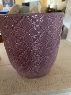 Purple Ceramic Embossed Flower Pot