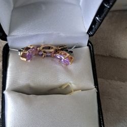 Circonias Pink Set And Set Earings White Gold