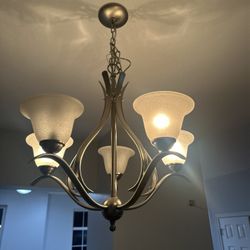 5-Light Brushed Nickel Chandelier – Excellent Condition