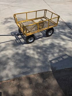 Yellow Steel Mesh Garden Utility Wagon