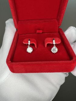 1.0ct Authentic Moissanite Diamond Drop Earrings: D Color VVS1 Sterling Silver,