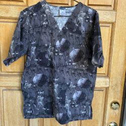 Star Wars Stormtrooper Scrub Top XS Gray V Neck Cotton Medical Uniform