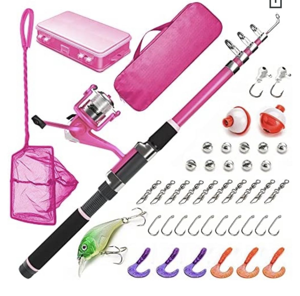 Lanaak Kids Fishing Pole and Tackle Box 