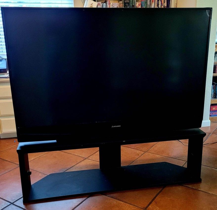 Mitsubishi WD-65C8 Projection DLP TV 65" Screen and Mitsubishi TV Stand