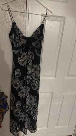 Black Floral Rose Print Slip Midi Dress