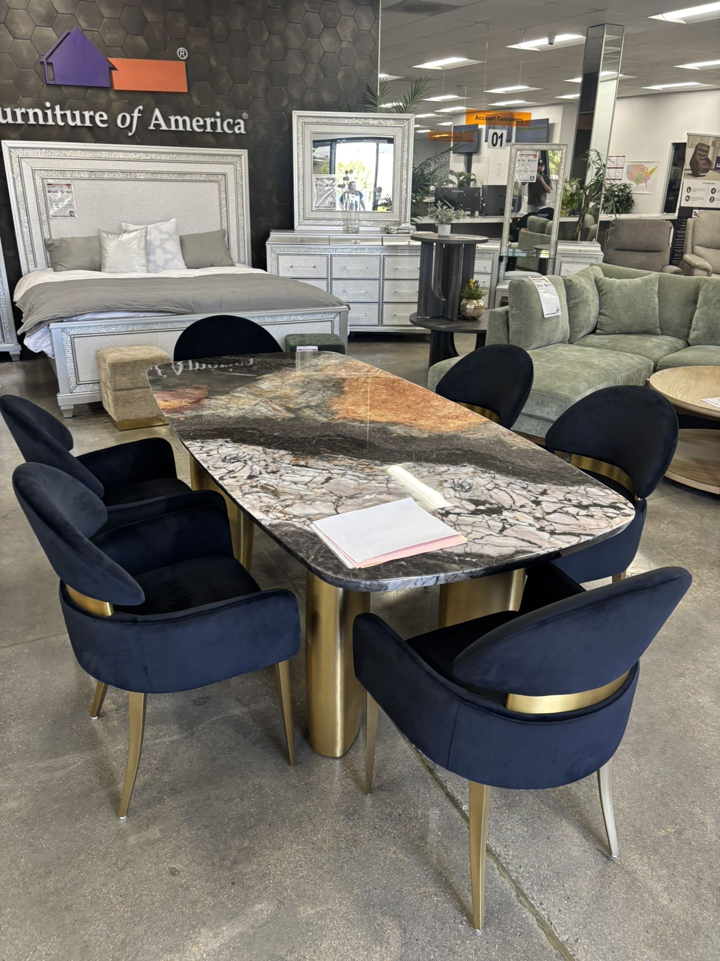 Stone Top Dining Table Set