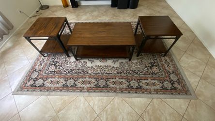 3-Piece Industrial Wood & Metal Living Room Table Set