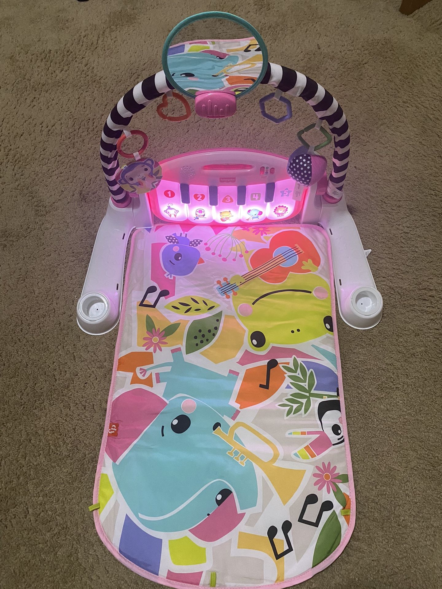 Fisher-Price Baby Playmat Glow and Grow Kick & Play Piano Gym,