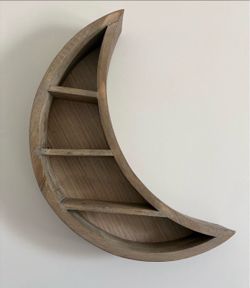 Natural Wood Crescent Moon Wall Shelf