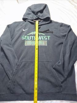 shows a black Nike hoodie featuring  “SOUTHWEST FOOTBALL"