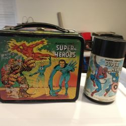 Vintage 1976 Marvel Comics Super Heroes Metal Lunch Box and Thermos by Aladdin