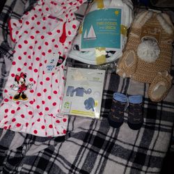 New Baby Clothes And Booties All Together And One New Size 2T Nightgown Mickey