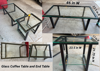 Glass/metal coffee table and end table
