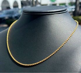 Jewelry 10k hollow yellow gold Rope necklace chain 18.00" 2.00mm w lobster lock