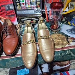 Gold Pattern LEATHER LOAFERS SZ 11