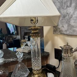Hollywood Regency Lamp Crystal And Brass  