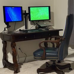 Immaculate Navy Blue Gooseneck executive Desk chair