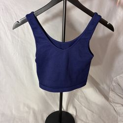 Ribbed Cropped V Neck Tank