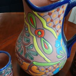 Large TALAVERA Pitcher And Cups Set