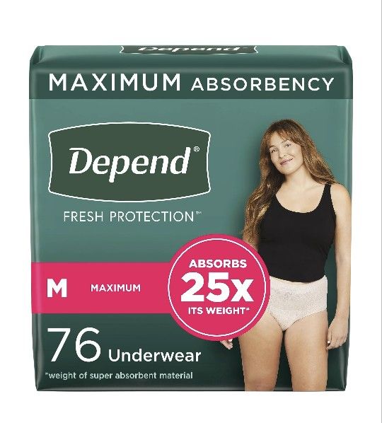 Depend For Women, Size M, 76 Count