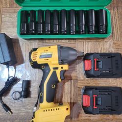 NEW Impact Wrench Kit with 2 Batteries & 10 sockets